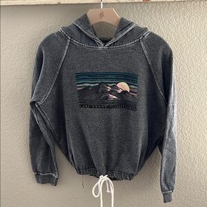 Gray Graphic Hoodie with Drawstring